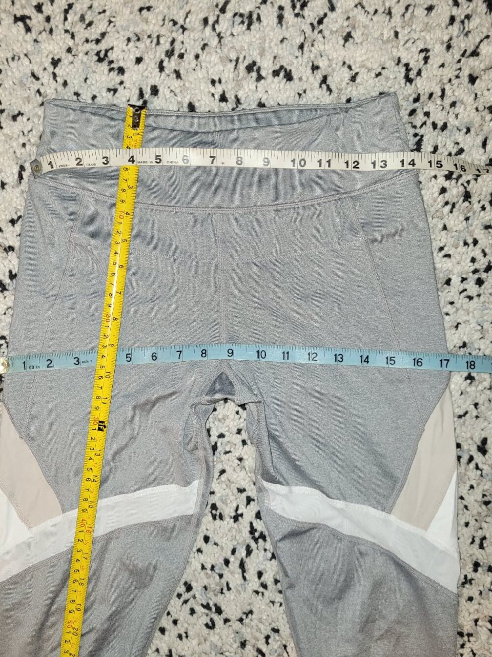 Calvin Klein Performance Moisture-Wicking Colorblock Leggings - Grey/Tan/White - Picture 6 of 14